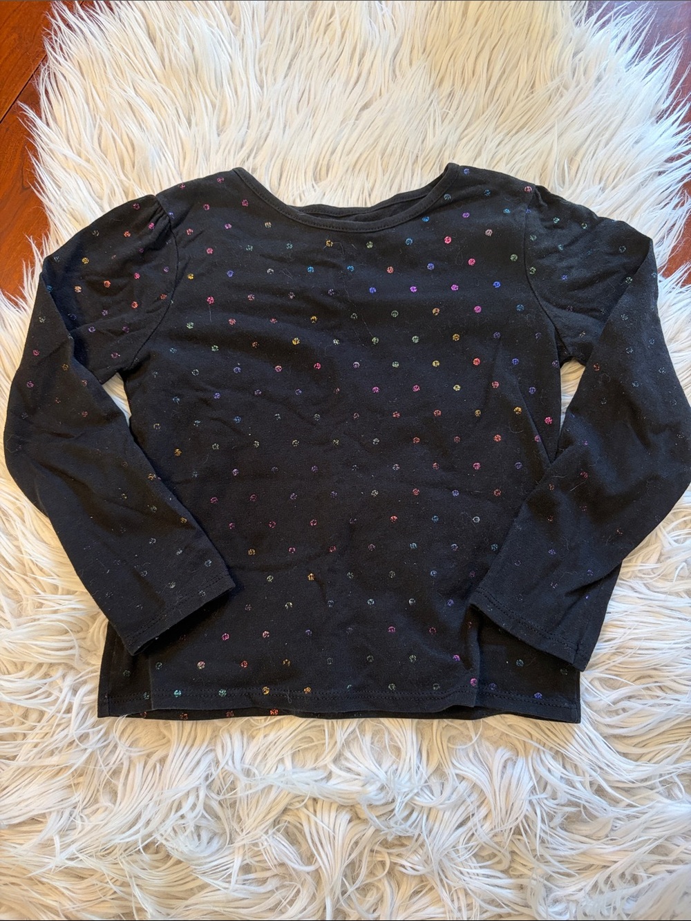 Garanimals Black Long-Sleeve Tee with Multicolored Dot Print
